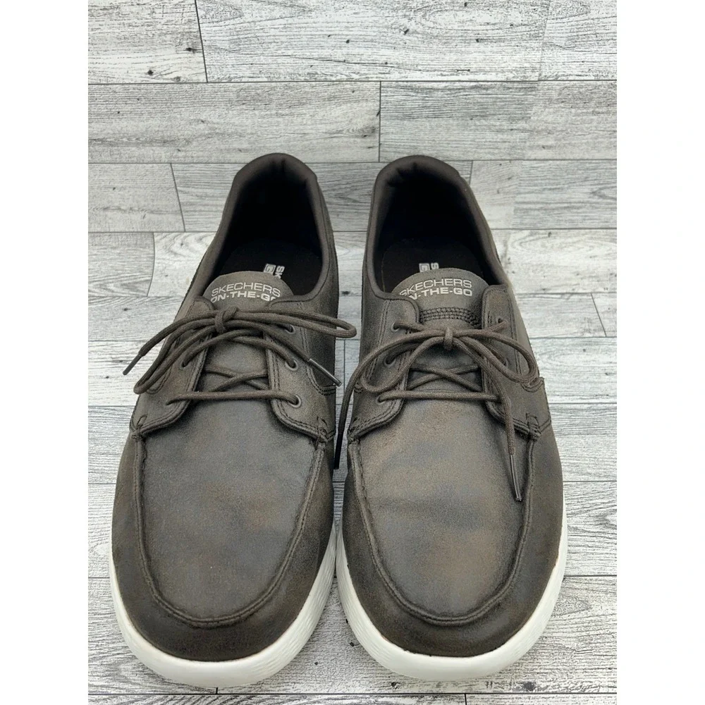 Skechers On-The-Go Men 12 Chocolate Brown Boat Shoes Loafers 53801 Goga Max
